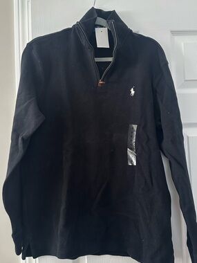Polo by Ralph Lauren Black Quarter-Zip Pullover Sweater